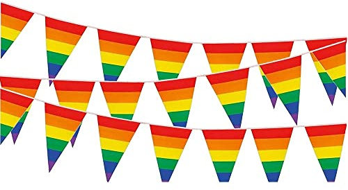 Regenbogen Flaggen Banner Hillylolly small Rainbow Flag, Gay Pride Flagge, Wetterfest Regenbogen Flag Outdoor, Girlande für Garten, Drinnen und Draußen, Pride Month Parade Party Dekoration (Orange)