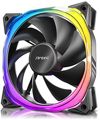 Antec Ventilateurs RVB, ventilateurs PC, ventilateurs RVB adressables 5 V-3 broches, ventilateur de 120 mm, synchronisation de carte mère avec 5 V-3 broches, ventilateur unique noir série Fusion