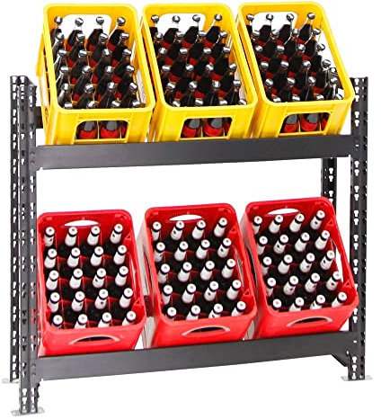 PROREGAL Getränkekistenregal Tegernsee extra-breit schwarz | 6 Kästen | HxBxT 100x110x30 cm Kistenregal Kastenregal Wasserkastenregal Getränkeregal
