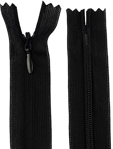 AERZETIX - C61724 - Satz mit 10 Reißverschlüssen unsichtbar 50cm Nicht trennbar - reißverschluß mit Gestell - Farbe schwarz - Lederwaren Jeans Hosen Kleid Rock Schieber kleidungsstück nähen