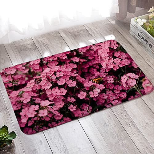 Türmatte Personalisiert, Teppich Flauschig 40X120cm Rosa Blumen für Stark Frequentierte Bereiche Außerhalb des Hauses