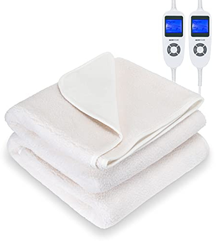 MONHOUSE Premium Weiche Fleece Heizdecke – Beheizte Unterdecke – King 180X200Cm – Angepasster Beheizter Matratzenbezug – Abnehmbar Und Maschinenwaschbar – Dual Controller Multi Zones, 9 Heizstufen