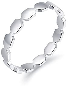 KnSam Echtschmuck Ehe Ringen 950 Platin, Freundschaftsringe Sechseck Geometrisch Diamantring Freundschaftsringe Gr.58 (18.5)