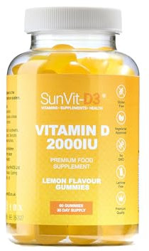 Sunvit-D3 Lemon Vitamin D3 Gummies 2000IU - Vitamin d for Adults & Menopausal Women | Alleviating Back & Muscle Discomfort | Chewable & Calcium Vitamin D Gummies Suitable for Ages 11 & Above