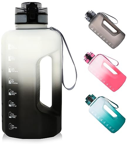 GEMFUL Gourde 2,2l Grande Sport avec poignée Bouteille deau Motivantes pour Rester Hydraté Sans BPA Étanche Pour le Gym Bureau lécole Fitness