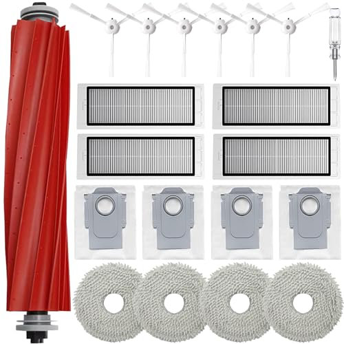 Soniicmomo Zubehör für Roborcok Q Revo (Nicht kompatibel mit Roborcok Qrevo S) Staubsauger, Zubehör-Set mit Hauptbürste, Staubbeutel, Wischtüche, HEPA-Filter, Seitenbürsten Ersatzteil Kit (Weiß)