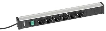 Treston | Steckdosenleiste für Arbeitstische | 6 Steckdosen | Schalter | Länge 468 mm