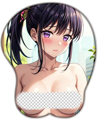 PUrar Tapis de Souris Anime Demon Slayer Tsuyuri Kanao Ergonomique Repose-Poignet Silicone Souple 3D Antidérapant PC Ordinateur Multicolore Polyuréthane, Soie, Silicone