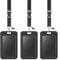 Uniclife Sliding Badge Halter Hard Black Vertikale Plastikkarte Case Protector mit Lanyard Strap Metallschnalle und Clip für Office School ID Credit Proximity Key Card Führerschein, 3 Pack