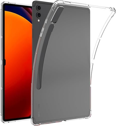 MOBISTAR Case for Samsung Galaxy Tab S9 Plus 12.4 Inch X810 / X816B, Advanced Airbag Drop Protection,Flexible Silicone TPU Shockproof Anti-Scratch, Slim-Fit Case Tab S9 Plus 12.9'' Clear