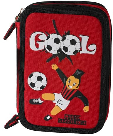 CUCUBA Astuccio Scuola 3 Scomparti Tipo MIlan Cuore Rossonero 37 pz