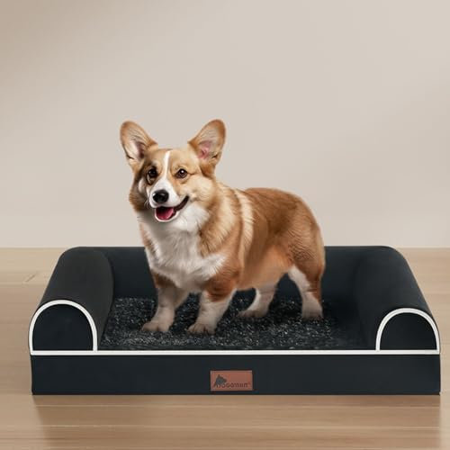 Doggyhut Orthopädisches Hundebett Ergonomisches Hundesofa Hundecouch mit Noppenschaumstoff Memory Matratze für Größen Aller Rassen, waschbar rutschfest (Schwarz, M:71x58cm)