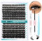 GEMERRY Extension Cils Kit Faux Cils 60D/80D Extension de Cils Bouquet Cils individuel Natural D Curl 10-18mm avec Colle et Scellements Applicateur Pince Kit Faux Cils(60D+80D-D-10-18mm-Set)