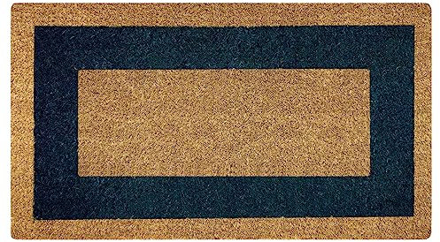 Acomoda Textil - Felpudo de Coco Natural Ecológico con Cenefa, Resistente y Antideslizante. Felpudo Ideal para Interior y Exterior de Casas y Comercios. (45x80 cm, Azul)