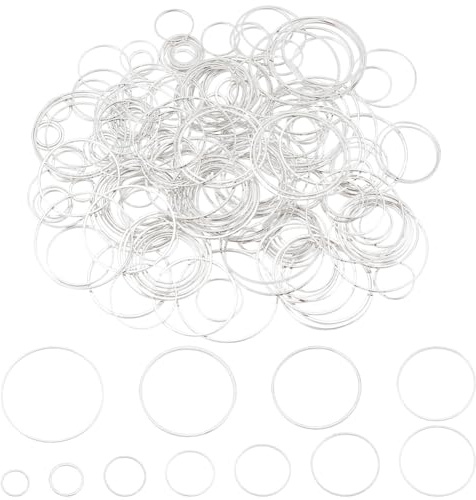 PH PandaHall 220 Stück Runde Verbindungsringe Aus Messing 11 Größe Versilberte Perlen Creolen Schmuck Verbindungsringe Für Ohrringe Schmuck Schlüsselanhänger 8-30mm
