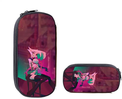 Anime Hazbin Hotel Federmäppchen Alastor Angel Dust Charlie Tasche Große Kapazität Cartoon Federmäppchen Schreibwaren Organizer Box für Mädchen Jungen Schule Studenten, Typ 12, 21.5*5.5*10cm