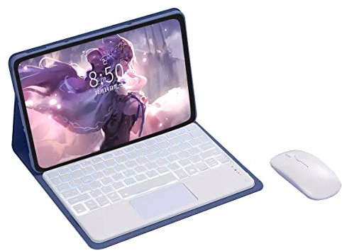 Funda con Teclado para Lenovo Tab P11 Plus 2021 / Tab P11 2020 11 Pulgadas,Contener Ñ, Retroiluminada En 7 Colores, Teclado Bluetooth Desmontable con Panel Táctil, Ratón Bluetooth,Púrpura