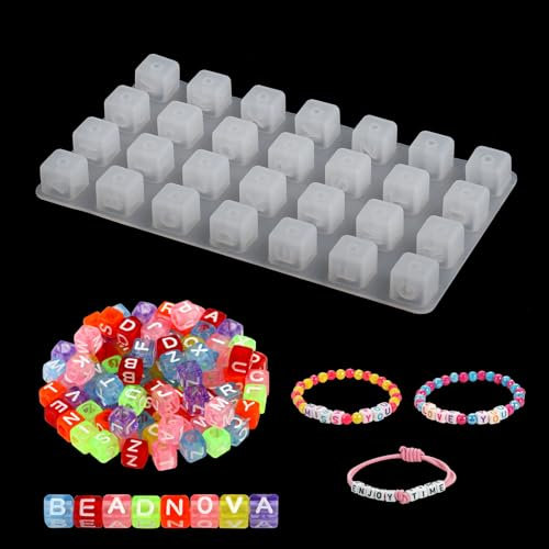 EPODA Epoxidharz Formen Schmuck, Silikonform Perlen mit Loch, Silikonformen GießFormen Alphabet, Silikonform Schmuck Armbänder