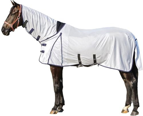 Euroriding Fliegendecke mit Bauchlatz Silber Halsteil fest 155 (XL)