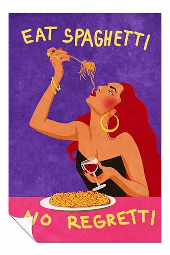 Panther Print Poster Eat spaghetti no regretti, ungerahmt, Bilder für Wände, Schlafzimmer, Wohnzimmer und Badezimmer, 76 x 51 cm