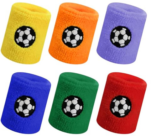 6 StüCk SchweißBäNder Kinder Sport, Bunt SchweißBand Handgelenk, Fussball Armband Kinder, Baumwolle SportarmbäNder FüR FußBall Basketball, Leichtathletik, Kindergeburtstag