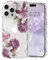 Micoden Cute Curly Wave Case for iPhone 15 Pro,Clear with Anti-Yellowing Flower Floral,Soft TPU Slim Bumper Shockproof Anti-Scratch Protective Wavy Cover for Girls Women-Purple