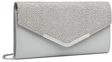 Miss Lulu Damen Clutch Elegante Umschlag Abendtasche mit Kette Hochwertige Handtasche für Hochzeit Party und Abschlussball