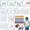 YeahBoom Taschen zum Bemalen für Kinder,12 Stück Stoffbeutel zum Bemalen für Kinder und 12 Stück Stapelbare Wachsmalstifte(12 Farben),DIY Kinder Stoffbeutel Set,DIY Graffiti Non-Woven Stoffbeutel