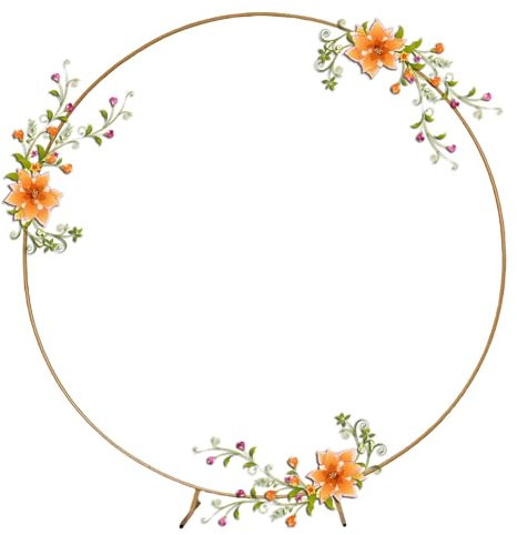 Metall-Gartenbogen mit stabilem, rundem Hintergrundständer für Gartenlaube, Rankgitter und Kletterpflanze, Gold, 150 cm