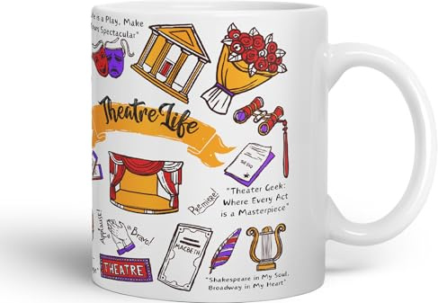 Vixar Thetre Life Theater Drama Lama, Brodway Stage Witz, sarkasmus, sarkastische Keramik, farbige Tasse für Tee, Kaffee, Heißgebrüht, 330 ml, Geschenk (weiß)