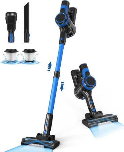 Aspirapolvere Senza Fili, Scopa Elettrica Potente, 6 in 1 Aspirapolvere Senza Sacco Portatile, Aspirapolvere Leggero