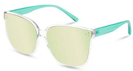 Sumato Damen-Sonnenbrille, Oversized Übergroß, Trendy Spiegelnden Linsen und UV400-Abschirmung