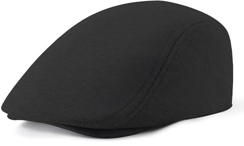 Ellives Schiebermütze Herren aus Baumwolle - Baskenmütze Herren Flatcap Newsboy Cap für Verschiedene Anlässe Geeignet Schwarz