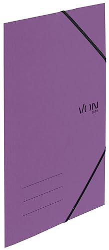 VON Leitz 5er Pack Eckspannermappe A4, Recycling-Karton, Für 150 Blatt, 3 Klappen, Mappe mit Gummizug, Mit modernem VON-Aufdruck, Leichter Ordner für Schule & Zuhause, Violett, 30080065