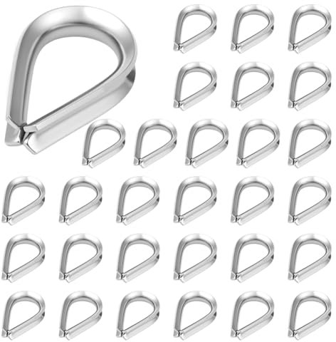 Flintronic 30PCS M4 Cosses de Cable Metallique, Cosse de Câble en Acier Inoxydable, Cosse Coeur pour Cable Acier, pour la Cable Metallique 4mm