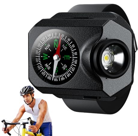 Lampe De Poche Avec Lampe De Poignet - Montre Avec Lampe De Poche, Torche De Montre Boussole À Chargement Usb | Lampe De Montre, Torches Rechargeables Pour La Course en Plein Air Et Le Camping