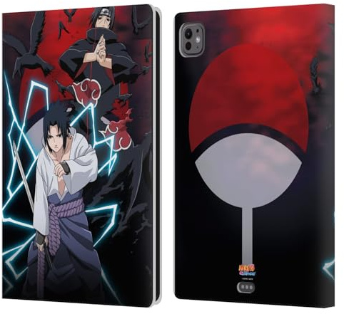 Head Case Designs sous Licence Officielle Naruto Shippuden Sasuke et Itachi Art Clé Étui Portefeuille en Cuir Compatible avec Apple iPad Pro 11 M4/M5 2024/2025