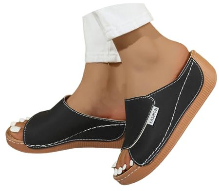 Ciabatte Donna Estive Ortopediche Eleganti Comode Ciabatta Mare con Zeppa Casual Leggeri Sandali Pantofole Punta Aperta Antiscivolo Ciabattina Elegante da Casa Spiaggia Piscina Ciabatte da Passeggio
