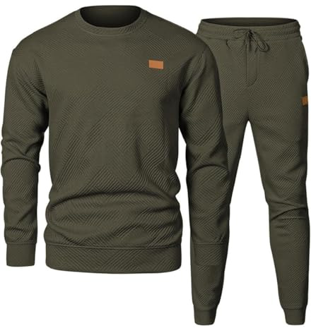 CheChury Herren Jogginganzug Trainingsanzug Herren Winter Sportanzug Gym Warm Tracksuit Atmungsaktiv Hausanzug Freizeitanzug Zweiteiler Outfit Sweatshirt Rundhals und Jogginghose mit Taschen