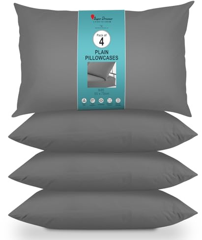 GC GAVENO CAVAILIA Housewife Pillowcases 4 Pairs - 100% Microfibre Bed Pillow - Standard Size 75x50 cm - Hypoallergenic Pillowcase - Envelope Closure - Wrinkle, Fade & Stain Resistant - Charcoal