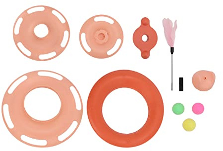 Wangcmcol Katzen -Plattenspieler -Ballspielzeug 4 Level Interactive Kätzchen Spur Roller -Übungsspielzeug mit Federstock (Rosa)