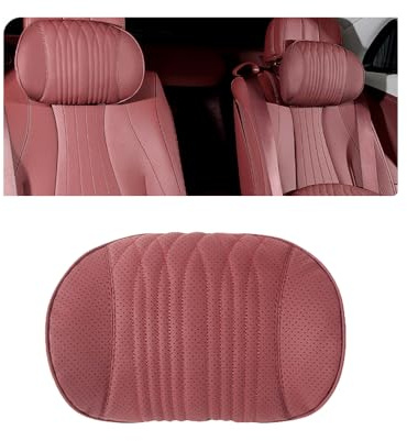 ontto 1 Stück Auto Kopfstütze Kissen Nackenkissen Memory Schaum Kopfstütze Kissen Leder Autositz Kopfstütze mit Einstellbare Passt für Volvo XC60 XC90 XC40 XC70 EX30 EX60 EX90 Zubehör-Rot