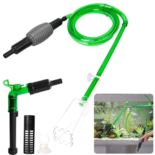 Pulizia Acquario, Pompa Pulizia Acquario Manuale, Sifone per La Pulizia Dell'acquario, Kit di Pulizia per Acquari, per Cambio Acqua, Lavaggio della Sabbia, Filtraggio E Circolazione dell'Acqua