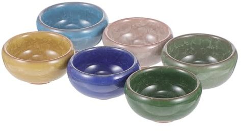 ELEOUTI Lot de 6 Bols en Céramique Ice Cracked pour Huiles Essentielles, Décoratifs sans Bavures, pour Salons de Beauté et Massage à Domicile Couleur Aléatoire