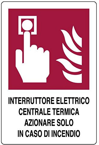 Cartello in alluminio bianco cm 30X20 Interruttore elettrico centrale termica