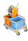Splast kleiner Reinigungswagen in orange und blau mit Moppresse und 2 Plastikeimern