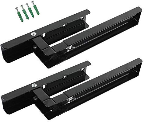 SPARES2GO Extendable Wall Mounting Brackets for Kenwood Microwave (Black)