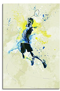 Paul Sinus Art Badminton 90x60cm SPORTBILDER Splash Art Wandbild Aquarell Art