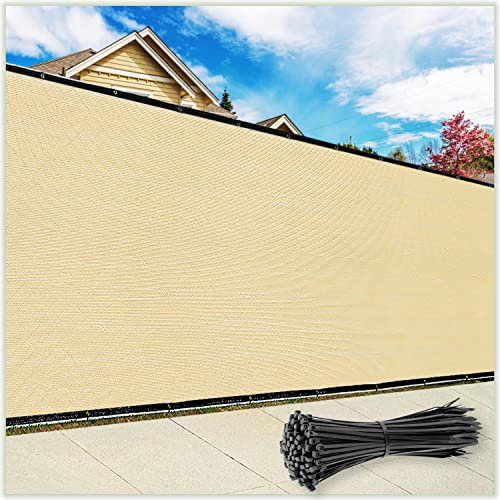 ColourTree 1,2 x 6,5 m, Beige, Sichtschutz für Zaun, kommerzielle Qualität, 170 g/m², strapazierfähig, inklusive Kabelbinder