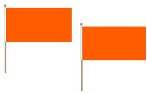 AZ FLAG - Stockflagge Einfarbig Orange - 45x30 cm Mit Holzmast - 10 Stück Einfarbig Stockfahne 30 x 45 Cm - Flaggen